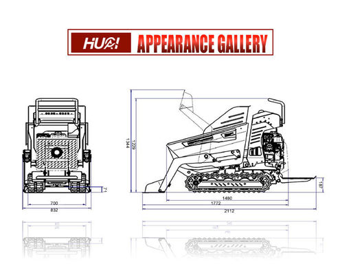 Αυτοφόρτωση Crawler Loader Dumper Mini 800kg Dumper με δίσκο διανομής κυκλοειδούς κινητήρα
