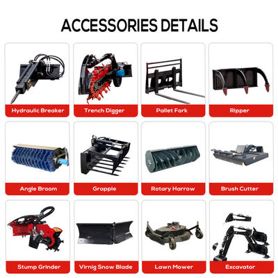 Πηγαίνετε πίσω από το Crawler Mini Skid Steer Loader με ελαστικές γραμμές και χωρητικότητα κουβάς 380 kg